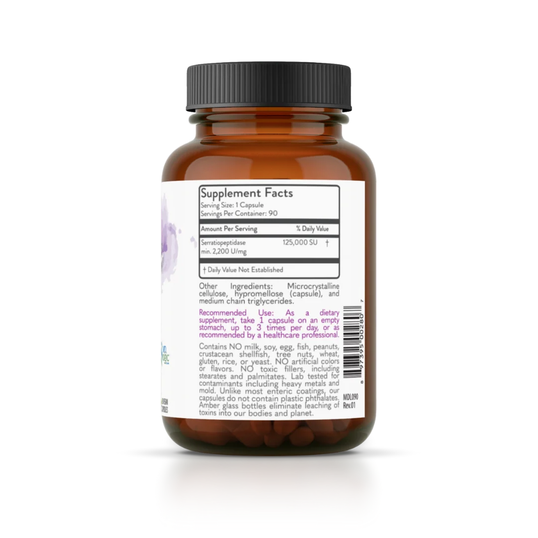 AvalonX Serrapeptase 125 supplement facts panel